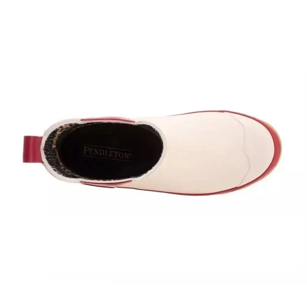 Pendleton Ladies Paloma Stripe Chelsea White Rubber Boots - $119 MSRP - SIZE 10